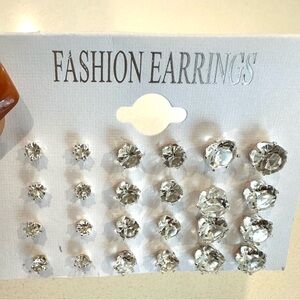 Fashion Jewelry Silver Crystal Earrings Set